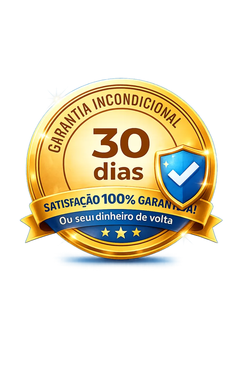Garantia incondicional de 30 dias - Satisfação 100% garantida ou seu dinheiro de volta